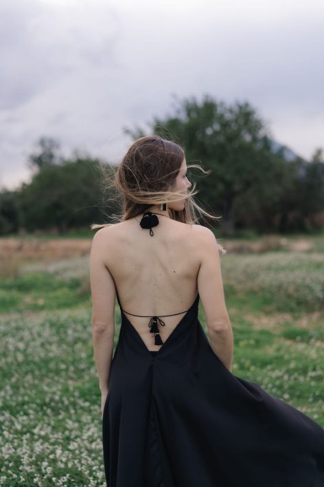 vestido Serena negro saten